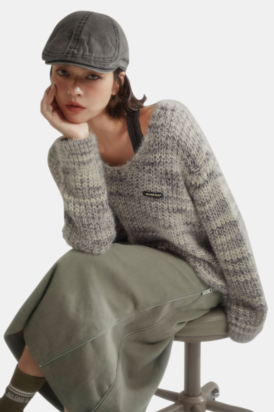 V-Neck Boxy Knit Sweater