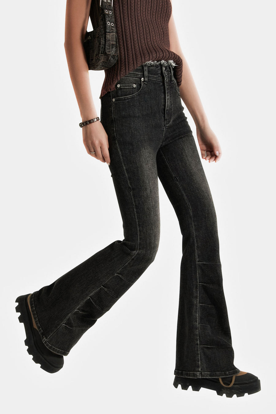 CHUU High Waist Semi Bootcut Jeans