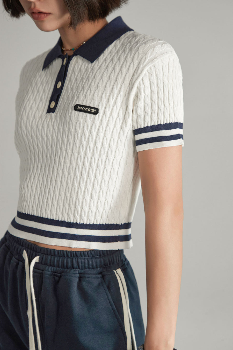 Colorblocked Striped Knit Slimfit Top