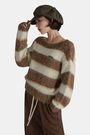 Simple Color Stripe Knit Sweater