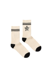 Star Ribbed High Socks