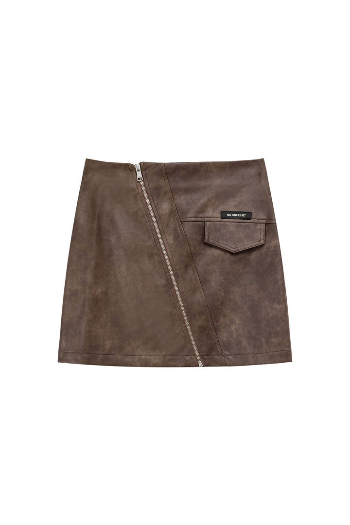 Zipper Leather Skirt
