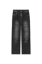 Multi Pocket Wide Leg Denim Jeans