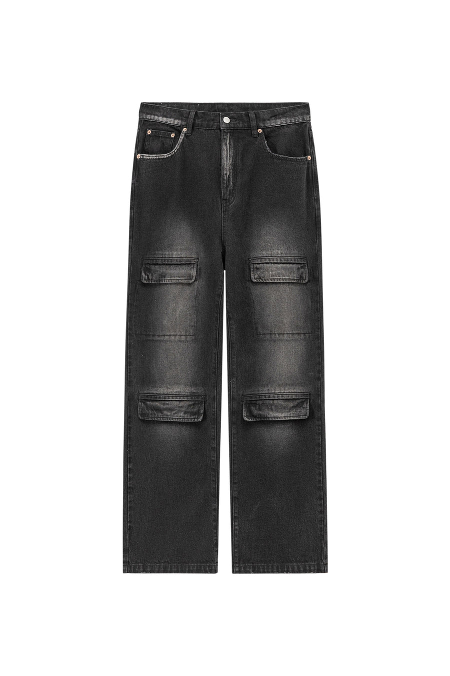 Multi Pocket Wide Leg Denim Jeans