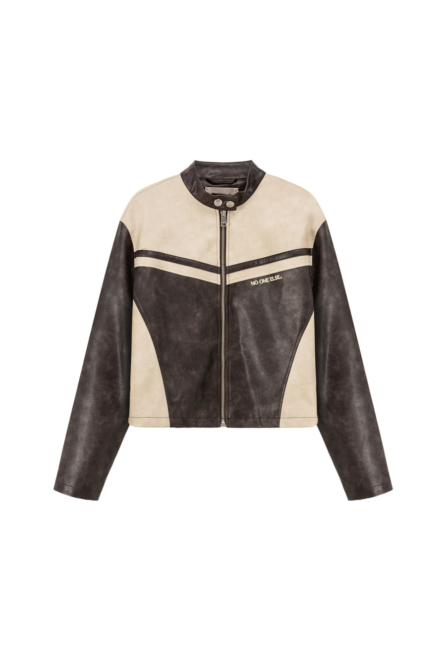 Color Combination Leather Jacket