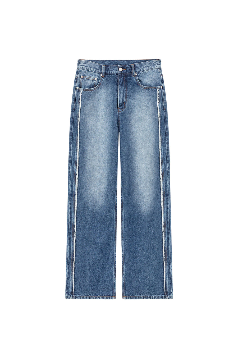 Fringed Lined Wide Denim Jeans