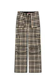 Checked Cargo Color Casual Pants