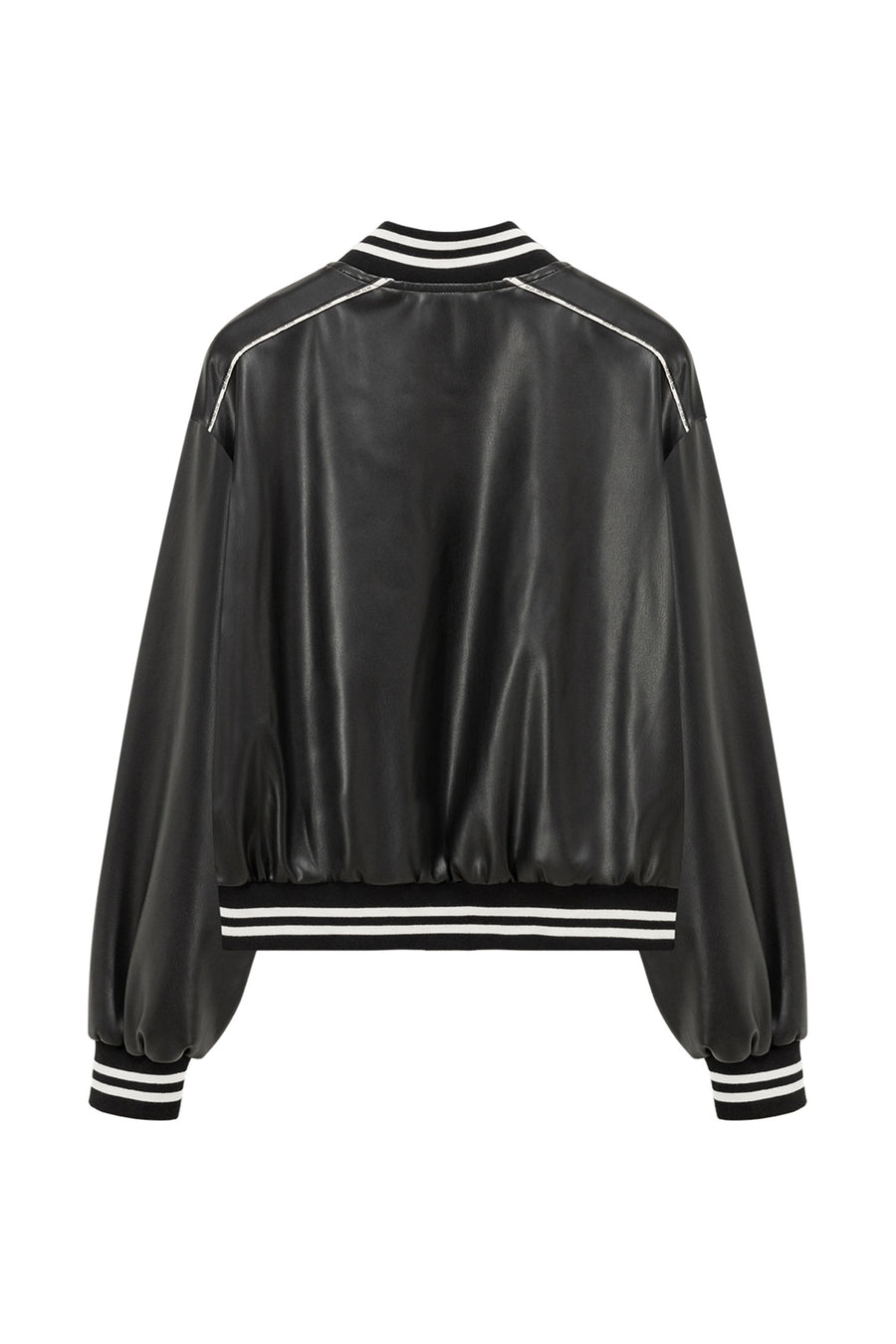 CHUU Varsity Leather Zip-Up Jacket