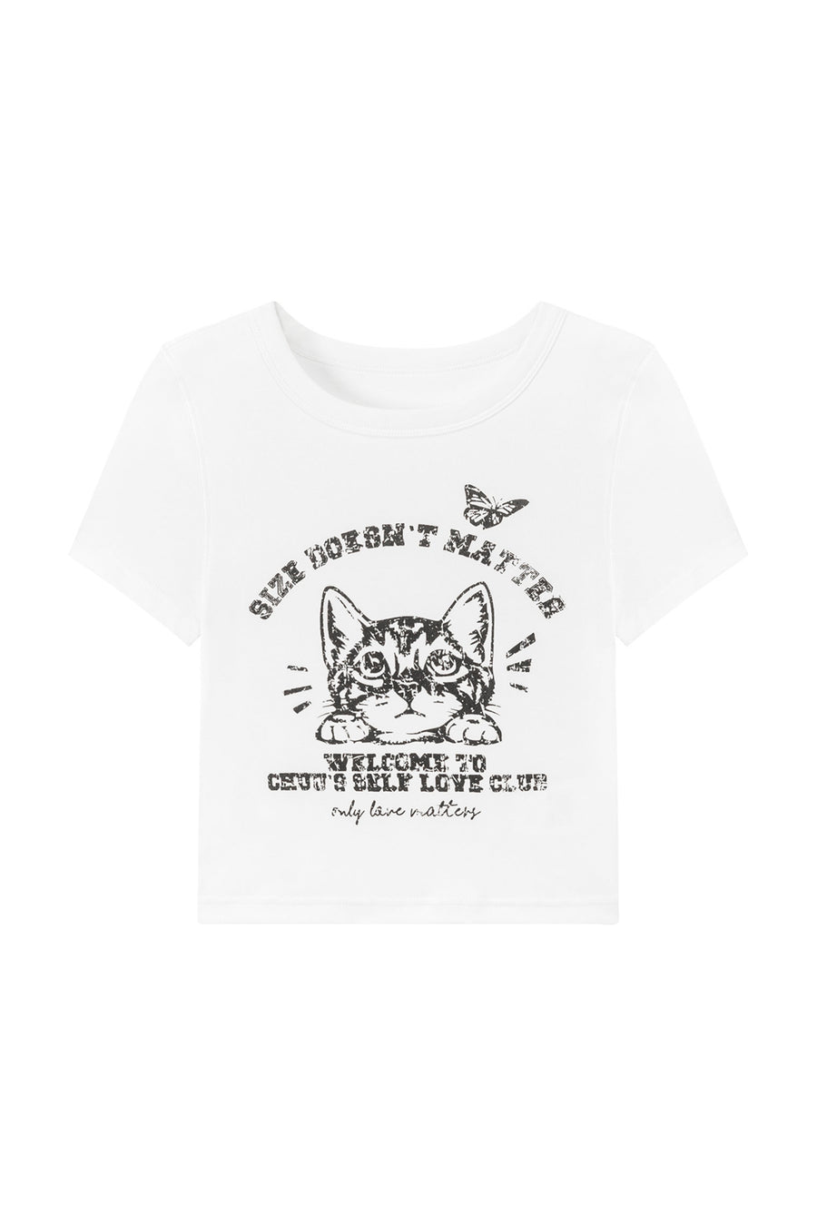 Size Doesnt Matter Printedcat Cropped T-Shirt