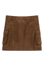 Pocket Zipper Leather Skirt