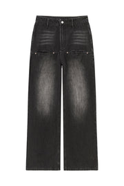 High Waist Loose Wide Leg Washed Wide Jeans
