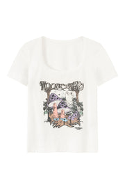 Printed Mushroom Vintage Slim T-Shirt