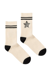 Star Ribbed High Socks