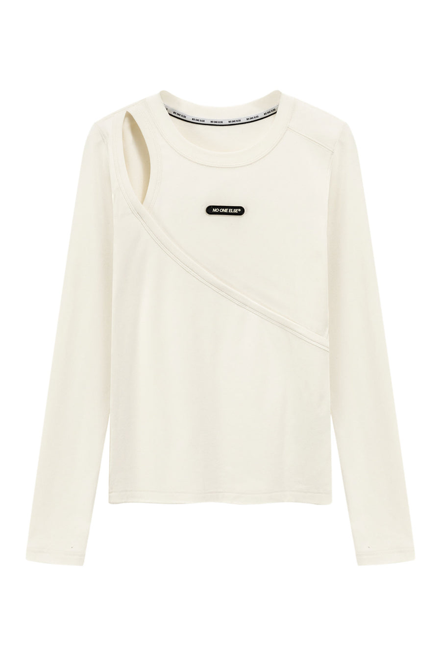 Layered Open Shoulder Simple T-Shirt