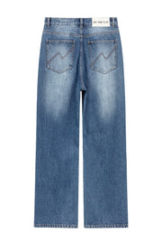 Fringed Lined Wide Denim Jeans