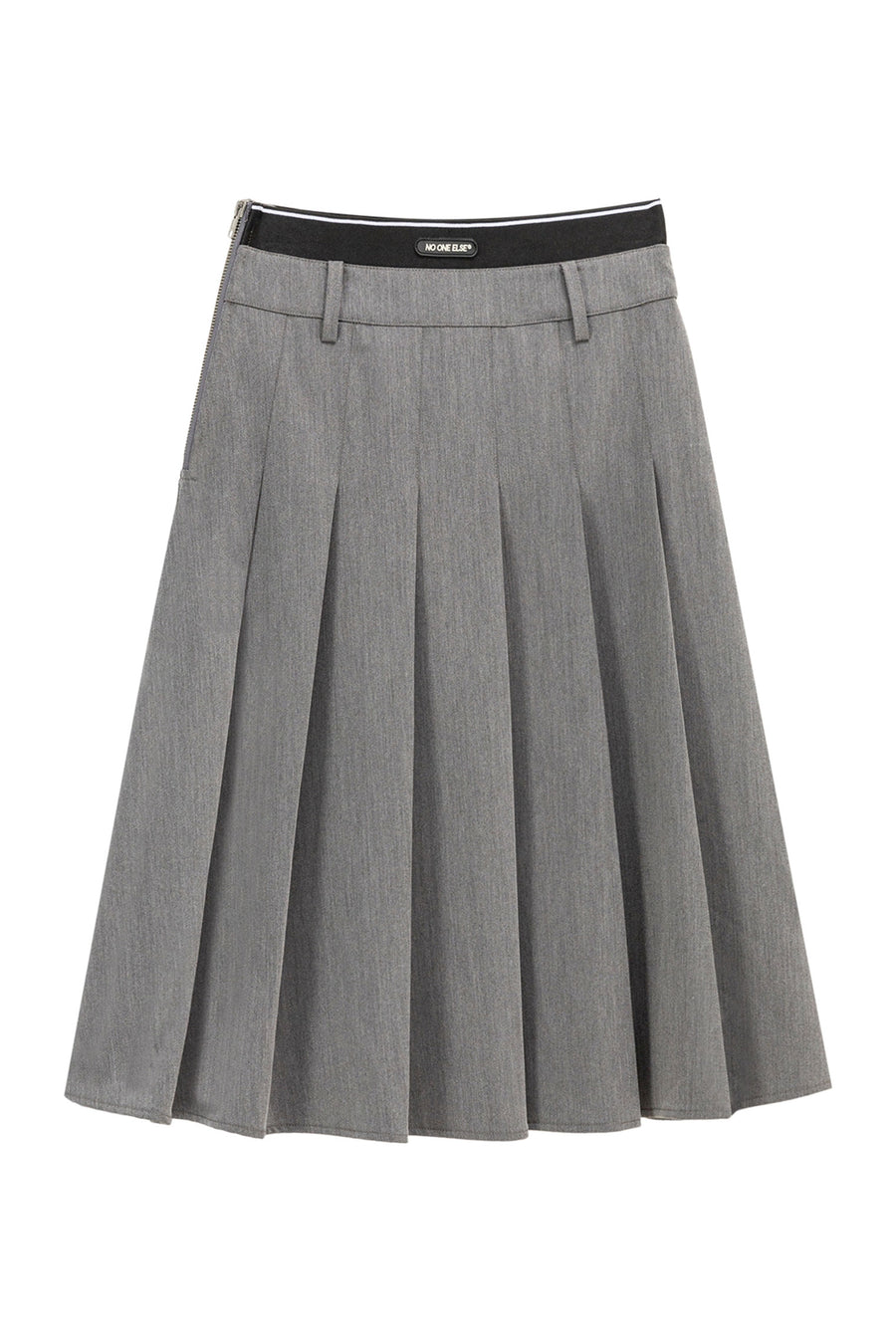 Color Pleated Midi Skirt