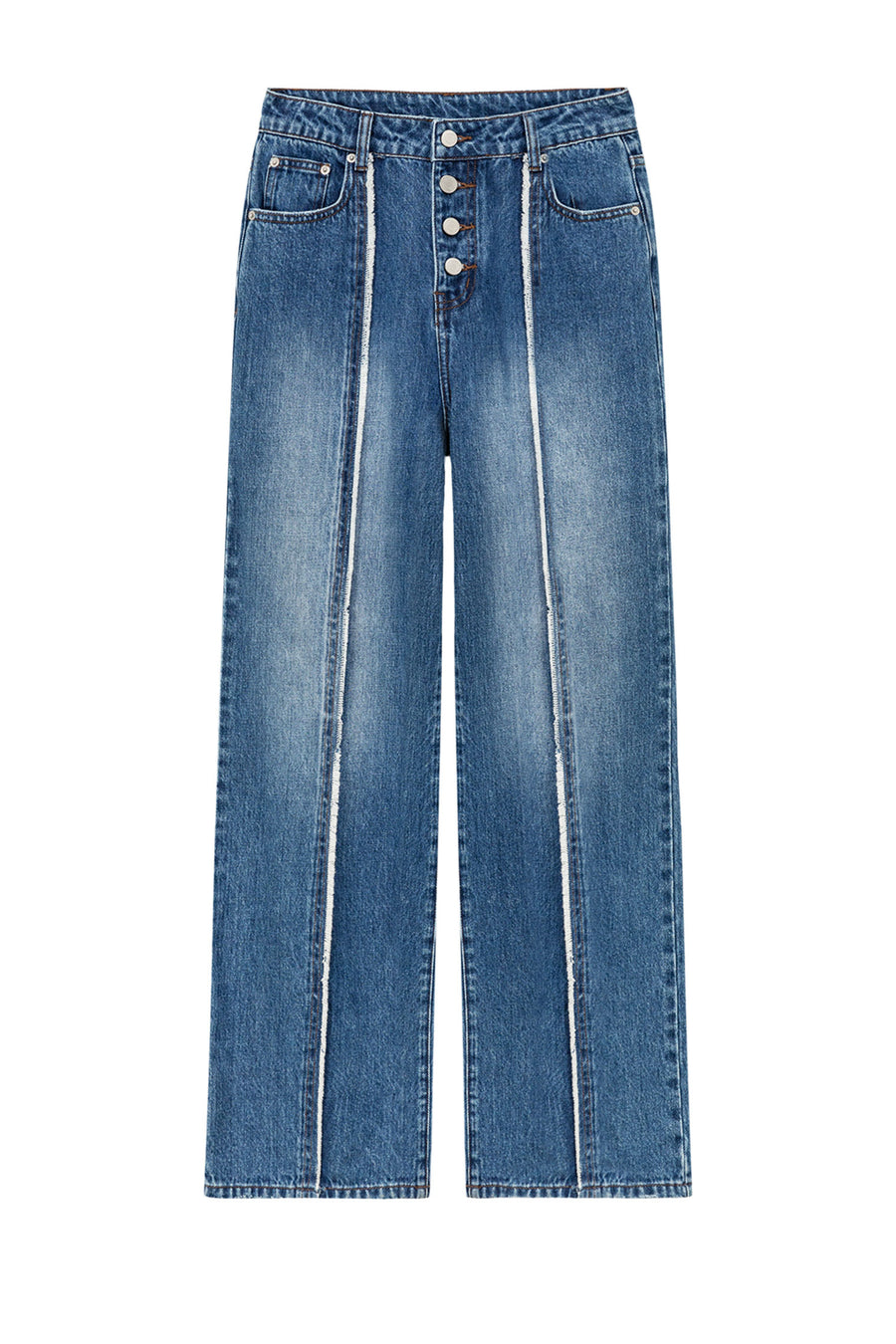 Lined High Waisted Wide Denim Jeans