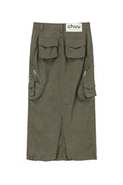 Cargo Pockets Maxi Skirt