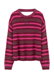 Back Slit Striped Knit Sweater