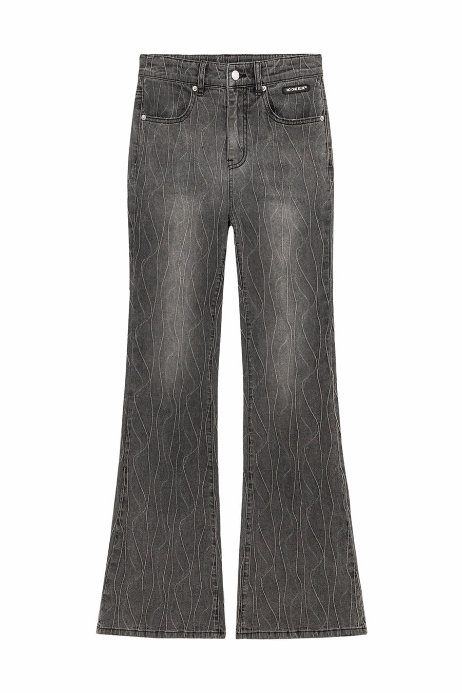 CHUU Wavy Pattern Bootcut Denim Jeans
