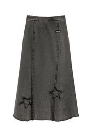 Star Raw Hem Mermaid Long Skirt