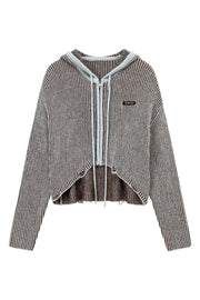 Zip-Up Hooded Knit Cardigan