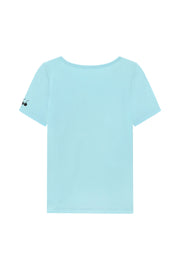 Shirring V-Neck Slit Short Sleeved T-Shirt