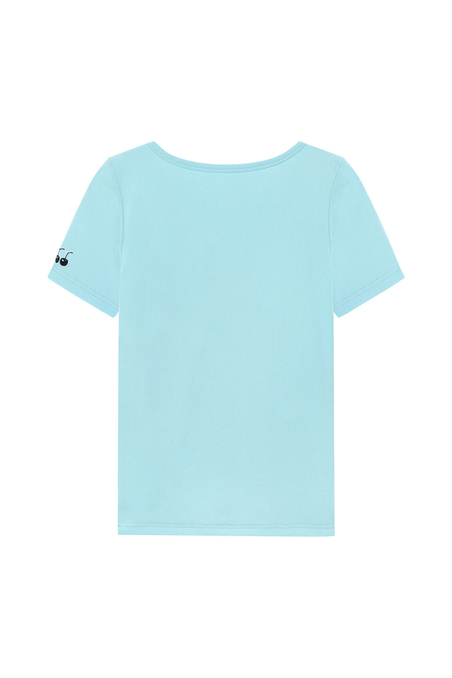 CHUU Shirring V-Neck Slit Short Sleeved T-Shirt