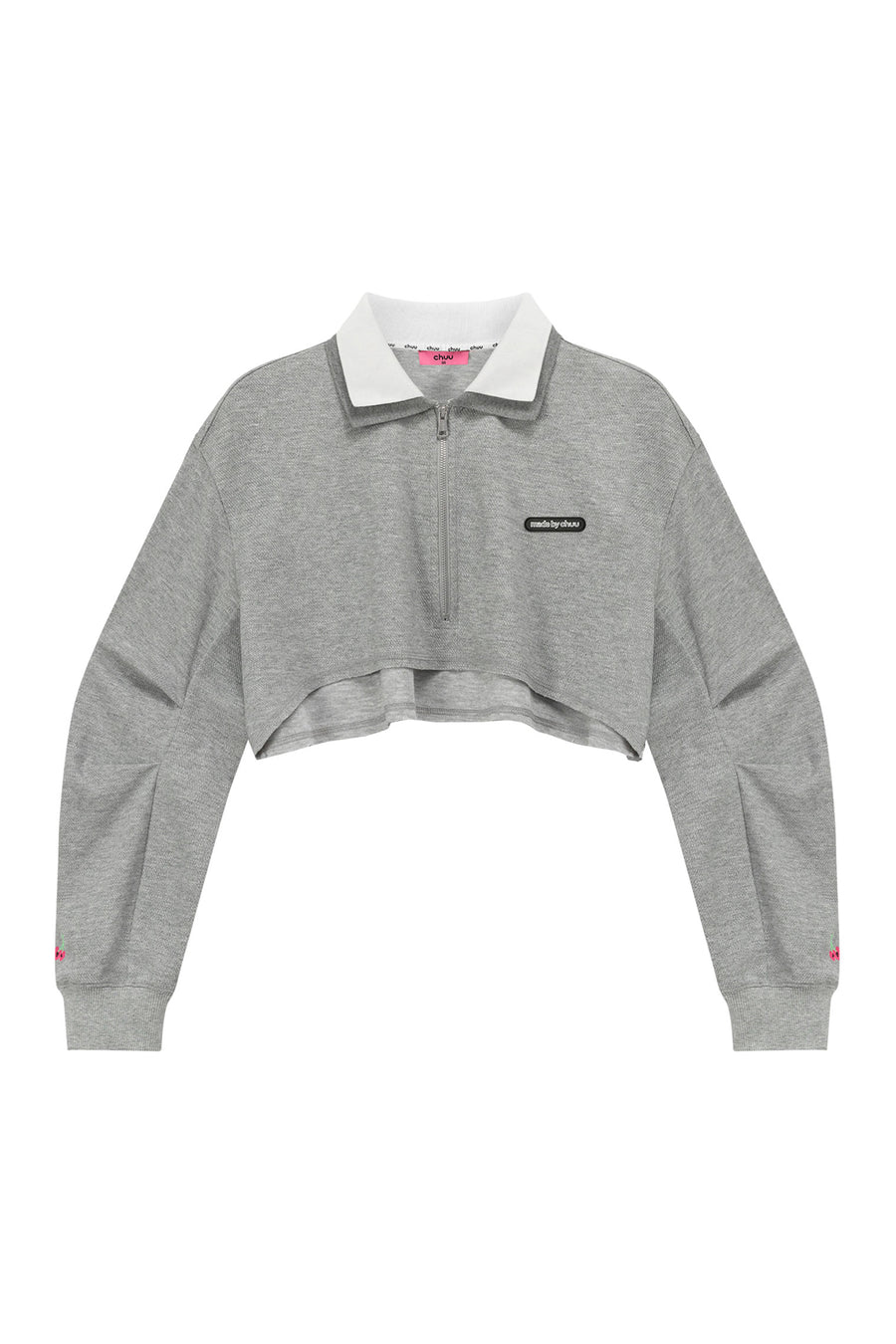 CHUU Color Matching Collar Crop Sweatshirt