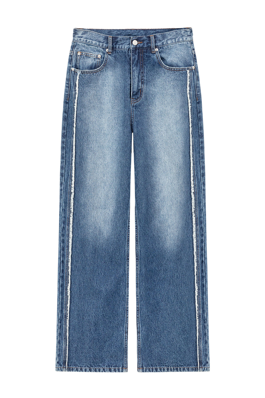 CHUU Fringed Lined Wide Denim Jeans