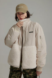 Half Fleece Collar Winter Zip-Up Jacket