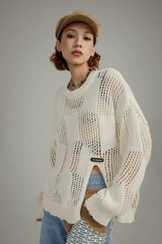 Knitted Design Slit Sweater