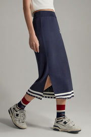 Striped Split Long Skirt