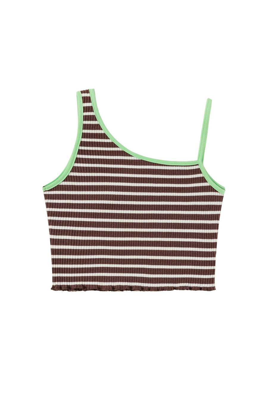 CHUU Unbalanced Striped Sleeveless Crop Top