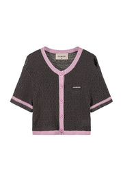 Color Combination Line Knit Cardigan