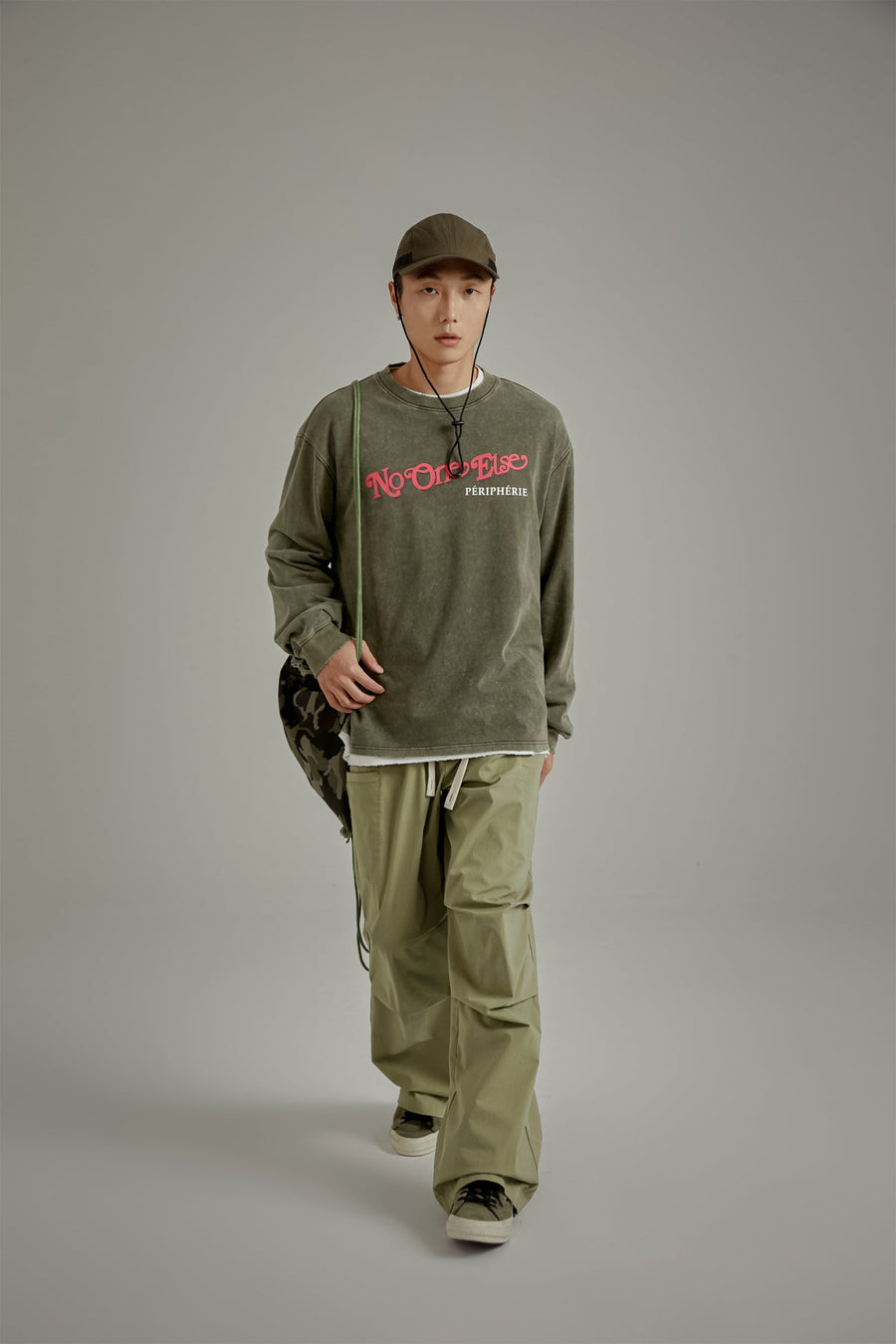 Solid Color Drawstring Casual Cargo Pants