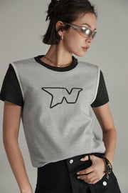 Embroidered Color Two Toned T-Shirt