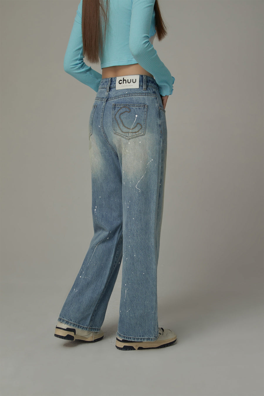 Wide Washed Denim Jeans