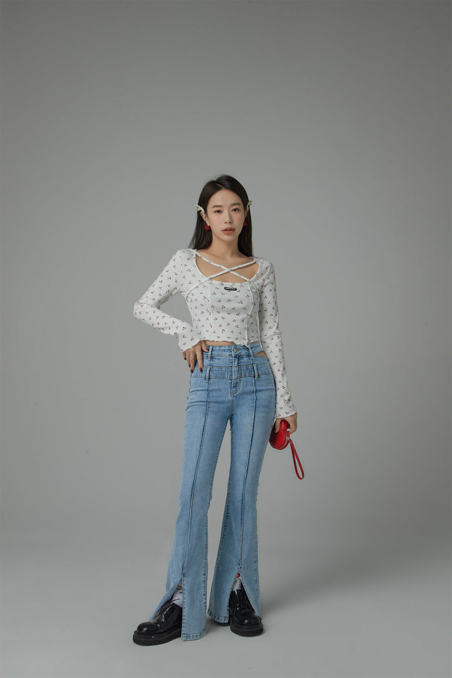 Cherry Ribbed Blouse