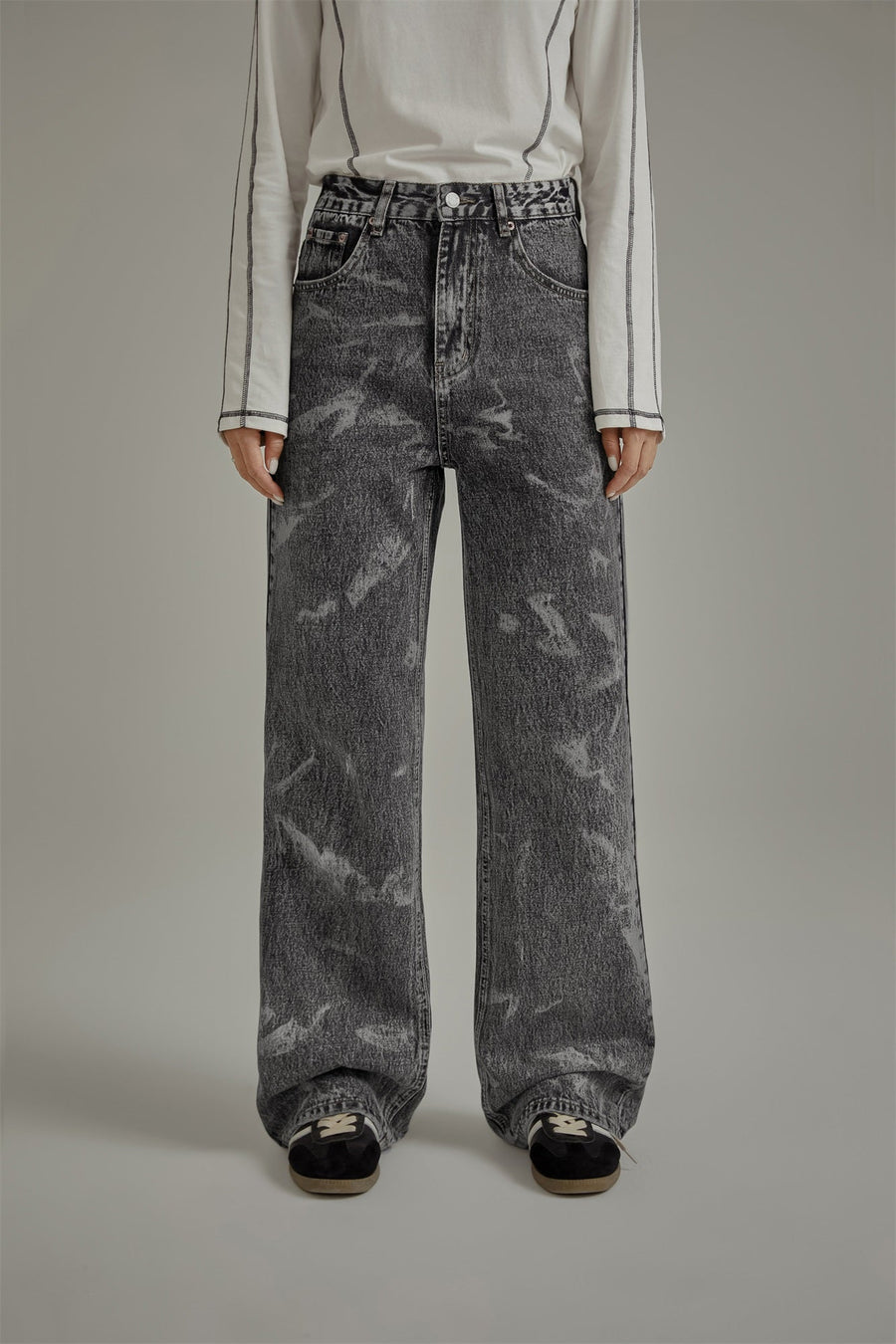 Brush Strokes Wide Grey Jeans