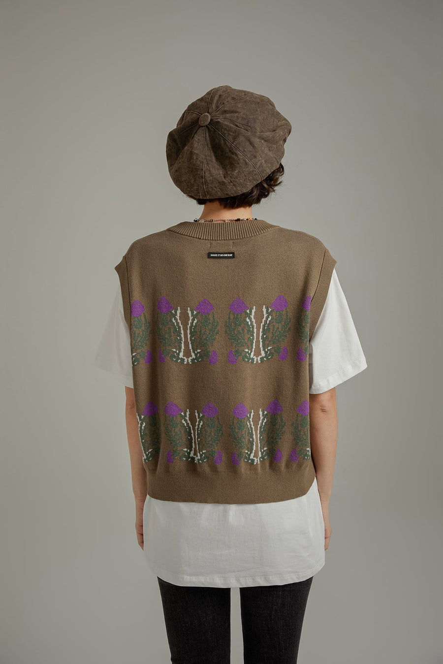 CHUU Vintage Flowers Knit Vest