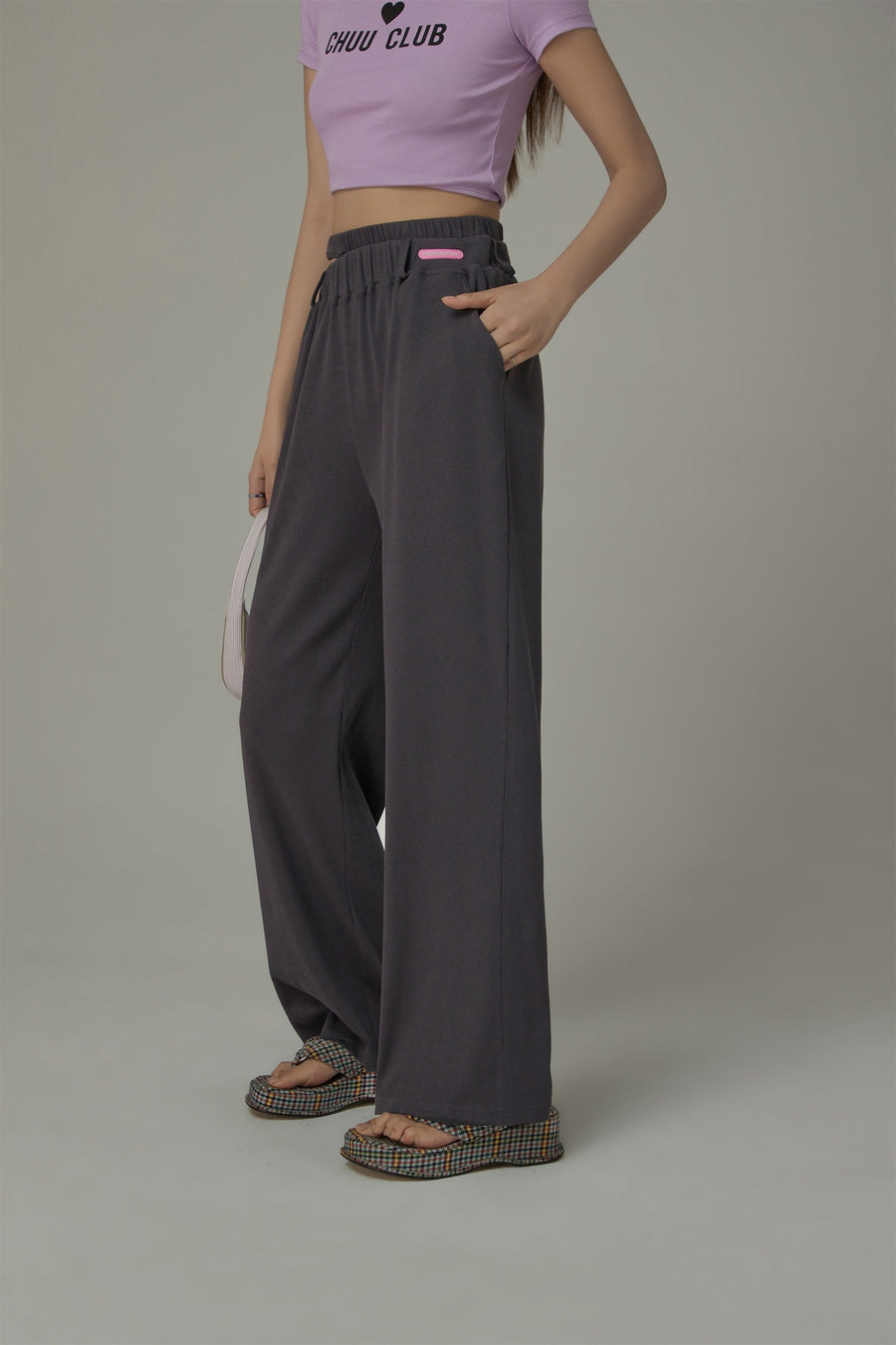 CHUU Banding Loose Fit Slit Daily Pants