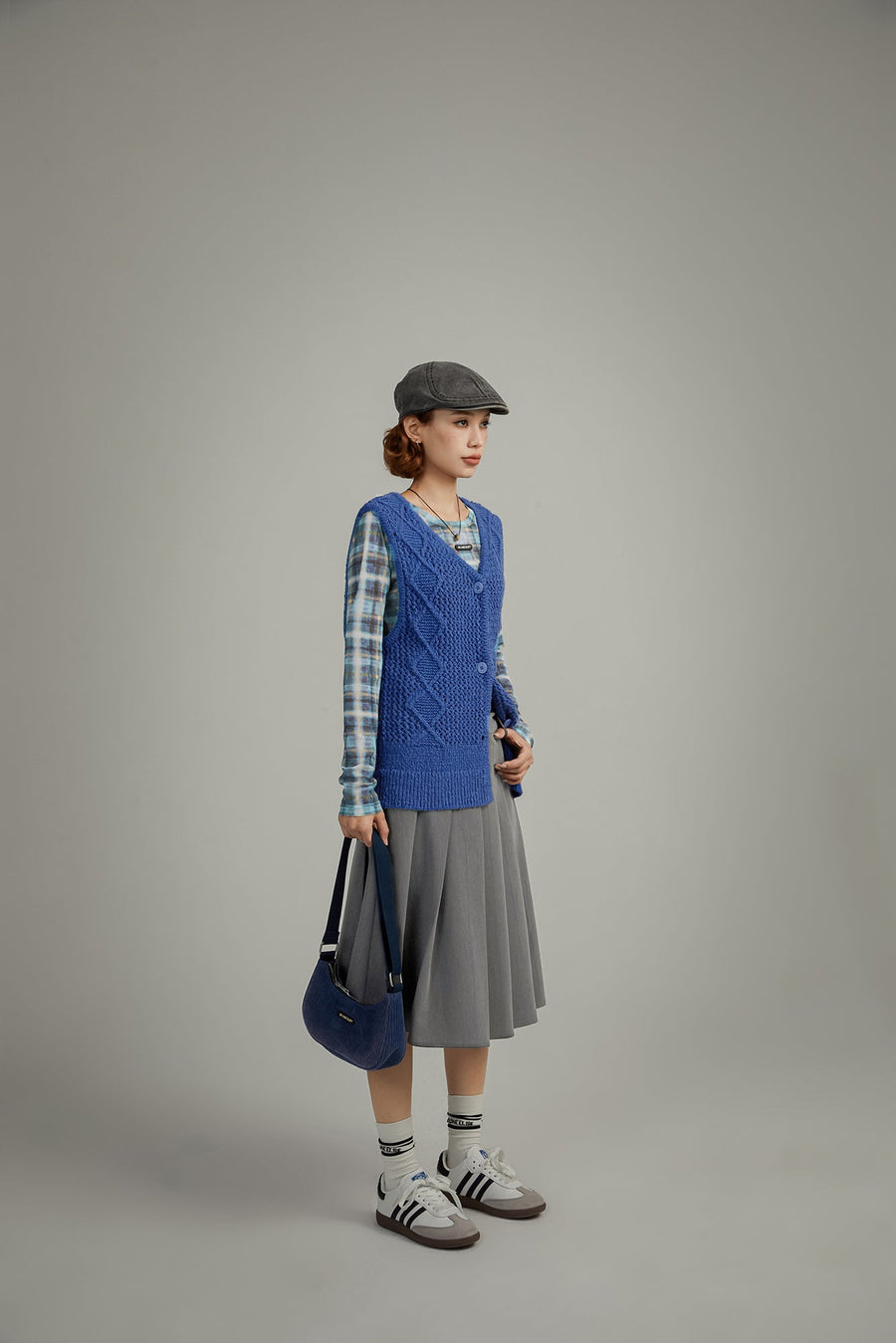 CHUU Color Pleated Midi Skirt