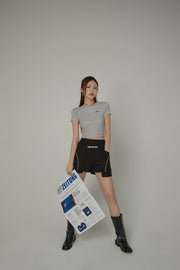 Back Cut Out Slim Crop Daily T-Shirt