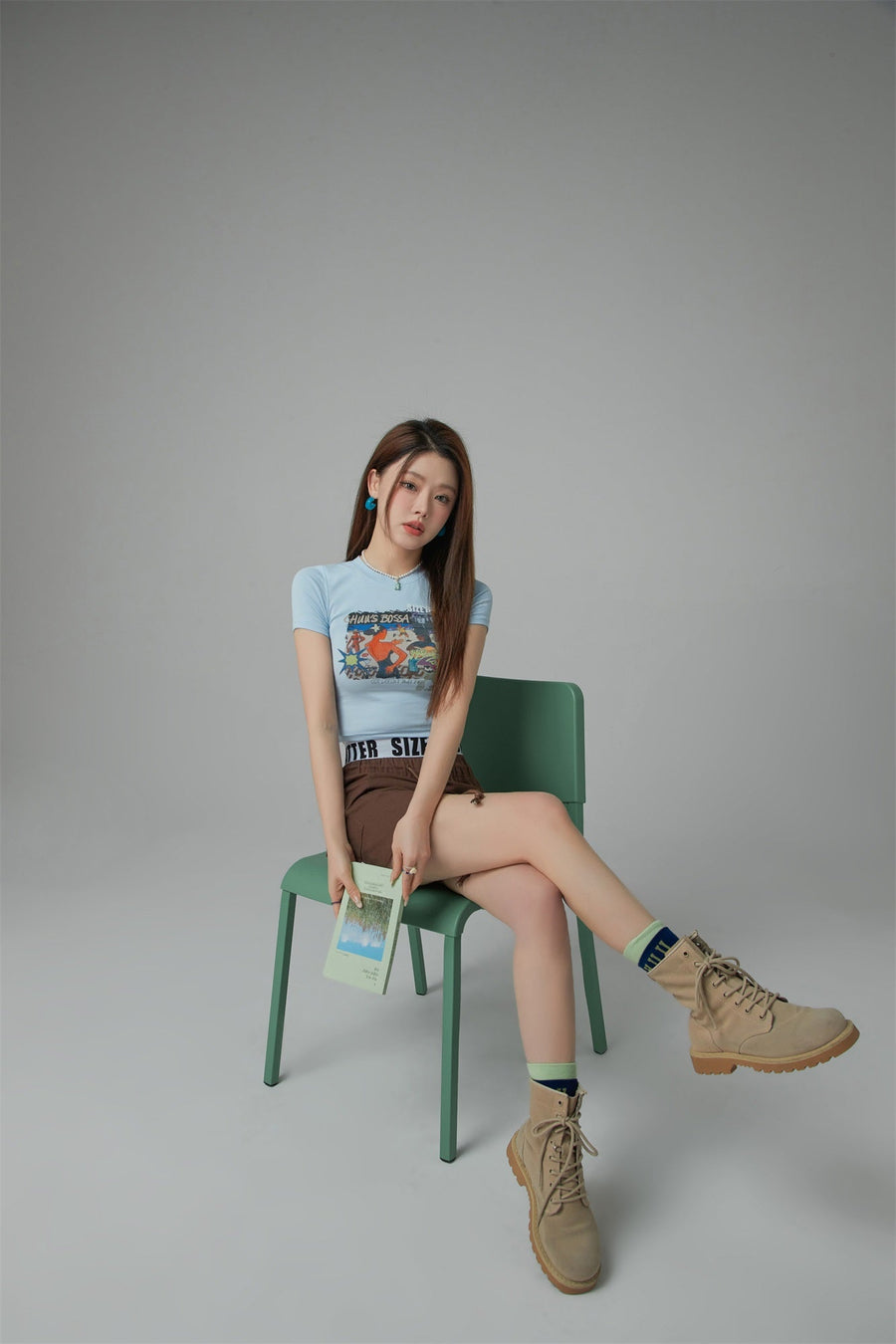 CHUU Size Doesnt Matter Beach Day Cropped T-Shirt