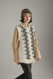 Wavy Sleeveless Knit Sweater