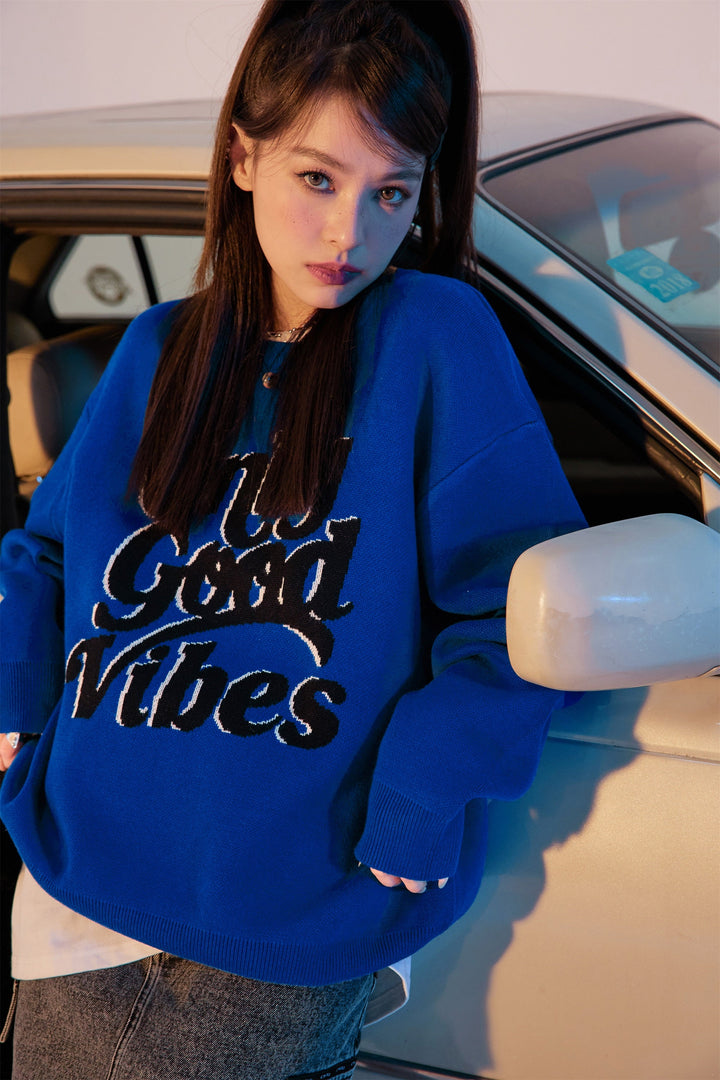 Noe Only Good Vibes Loose Fit Knit Sweater