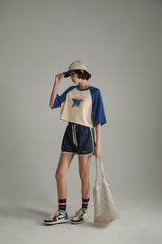 Noe Sporty Color Wide Sleeves Crop T-Shirt