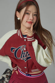 Joining Forces Crop Baseball Jacket