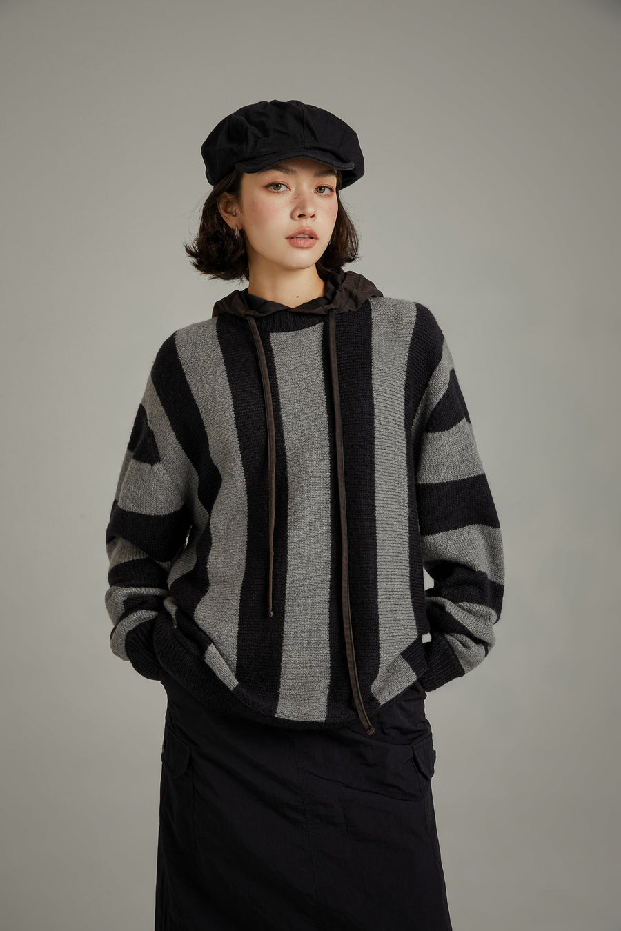 CHUU Vintage Color Scheme Stripe Knit Sweater